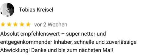 Google Bewertung von Tobias Kreisel.